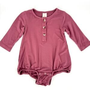 Kate Quinn Baby Girl's Bamboo Henley Bubble‎ Bodysuit 6-12 M